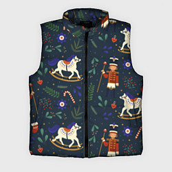 Мужской жилет Щелкунчик паттерн с лошадкой, цвет: 3D-черный
