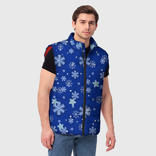 Мужской жилет Снежинки / 3D-Красный – фото 3