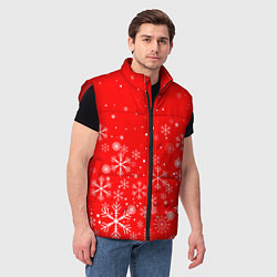 Мужской жилет Летящие снежинки, цвет: 3D-красный — фото 2