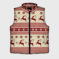 Мужской жилет Вязанный узор с оленями, цвет: 3D-красный