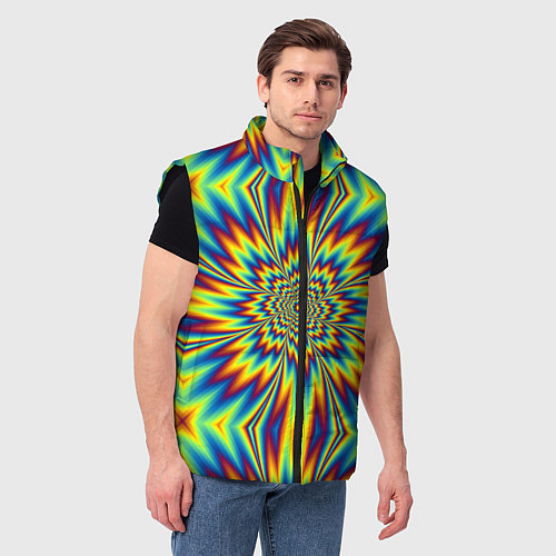 Мужской жилет Пульсирующий Огненный Цветок / 3D-Черный – фото 3