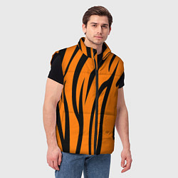 Мужской жилет Текстура тиграtiger, цвет: 3D-черный — фото 2
