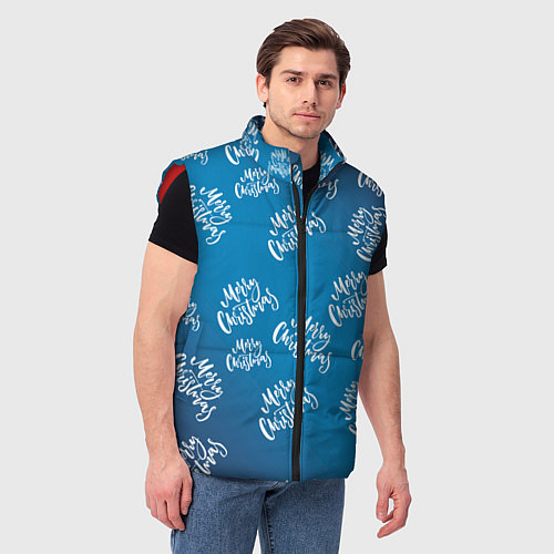 Мужской жилет Merry Christmas - Новогодний паттерн / 3D-Красный – фото 3