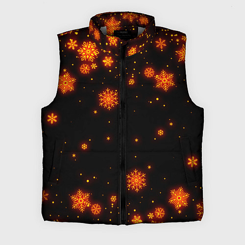 Мужской жилет ОГНЕННЫЕ НОВОГОДНИЕ СНЕЖИНКИ НЕОН / 3D-Светло-серый – фото 1