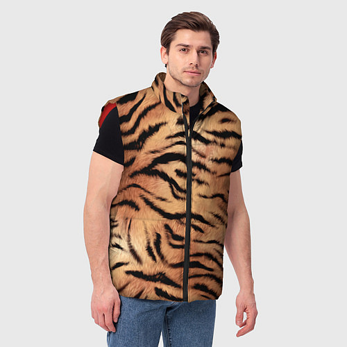 Мужской жилет Шкура тигра текстура / 3D-Красный – фото 3