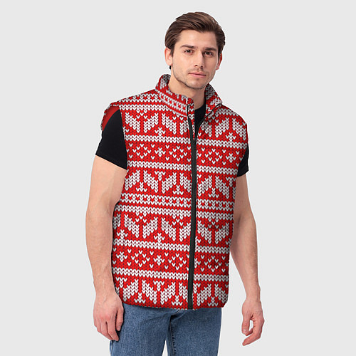 Мужской жилет Узор связанный крючком / 3D-Красный – фото 3