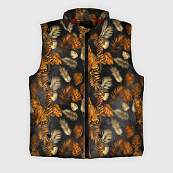 Мужской жилет Тигры и листья Тропики, цвет: 3D-красный