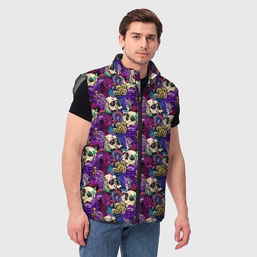 Мужской жилет Волшебные Грибы психоделика / 3D-Светло-серый – фото 3