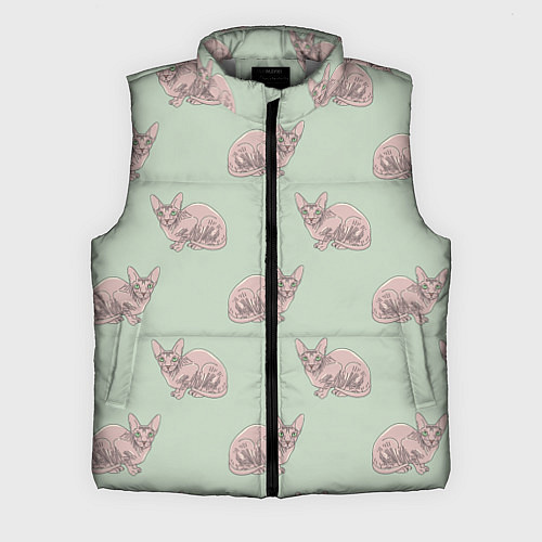 Мужской жилет Сфинкс коты паттерн / 3D-Светло-серый – фото 1