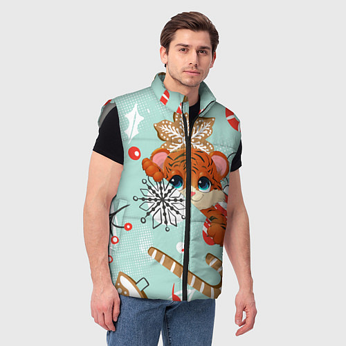 Мужской жилет ТИГРЁНОК ГОД ТИГРА / 3D-Светло-серый – фото 3