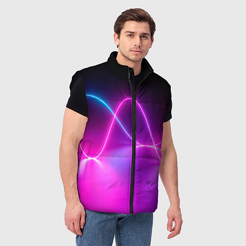 Мужской жилет Лучи света pink theme / 3D-Черный – фото 3