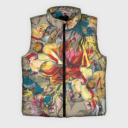Мужской жилет Очень красивые цветы / 3D-Светло-серый – фото 1