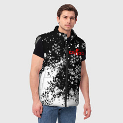 Мужской жилет НОВОГОДНИЙ CS : GO СНЕЖИНКИ, цвет: 3D-светло-серый — фото 2