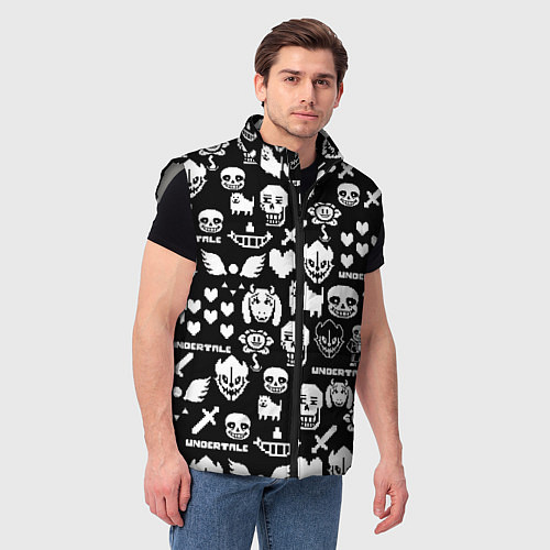 Мужской жилет UNDERTALE PATTERN БЕЛЫЙ / 3D-Светло-серый – фото 3