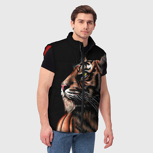 Мужской жилет Тигр в Темноте Взгляд Вверх / 3D-Красный – фото 3