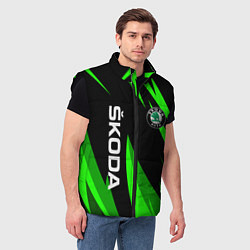 Мужской жилет SKODA Логотип Узор, цвет: 3D-черный — фото 2
