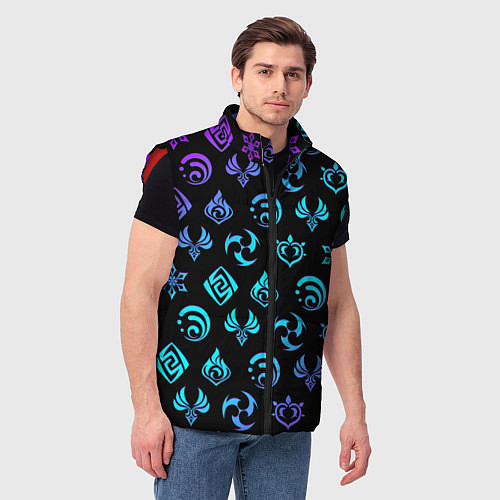 Мужской жилет NEON SYMBOL HERO GENSHIN IMPACT / 3D-Красный – фото 3