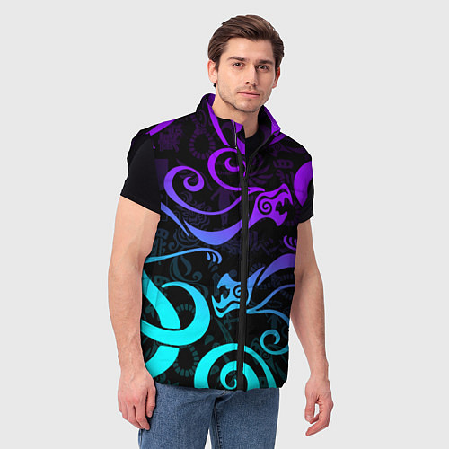 Мужской жилет НЕОНОВОЕ ТАТУ ДРАКЕНА УЗОР / 3D-Черный – фото 3