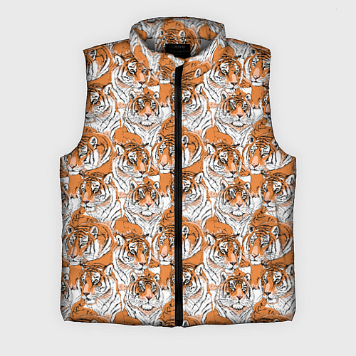 Мужской жилет Тигры рисованный стиль / 3D-Светло-серый – фото 1