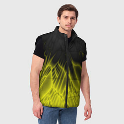Мужской жилет Коллекция Rays Лучи Желтый и черный Абстракция 662, цвет: 3D-черный — фото 2