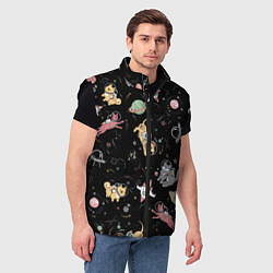 Мужской жилет Космические коты, цвет: 3D-черный — фото 2