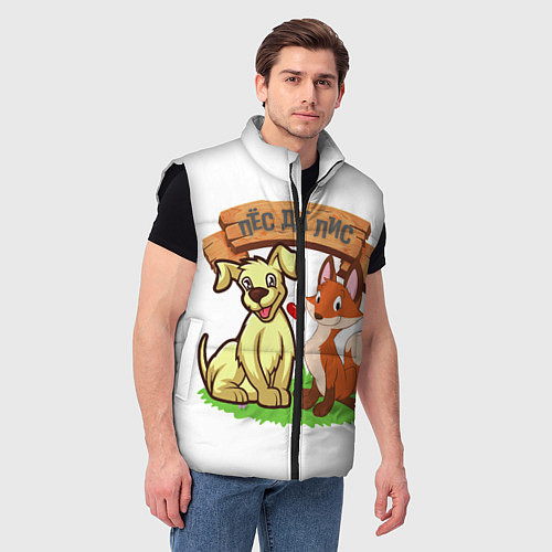 Мужской жилет Пёс да Лис / 3D-Черный – фото 3