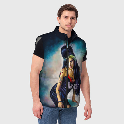 Мужской жилет Amy Jade Winehouse / 3D-Светло-серый – фото 3