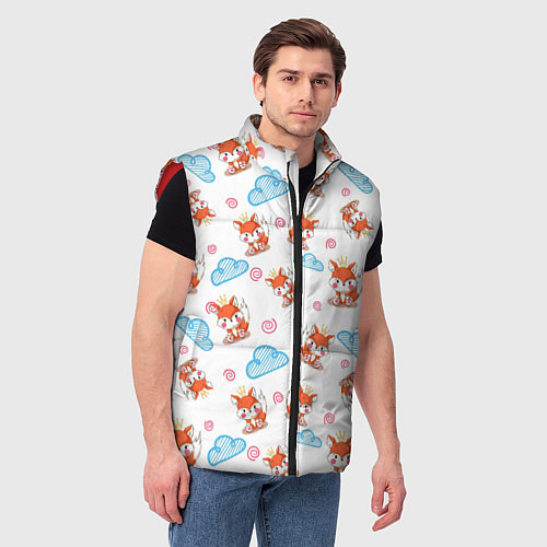 Мужской жилет Лисички и облачка / 3D-Красный – фото 3