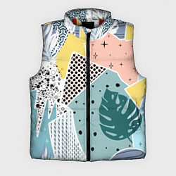 Мужской жилет Абстрактный узор с пальмовыми листами и геометрией, цвет: 3D-красный
