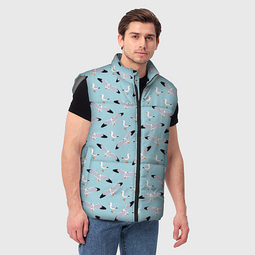 Мужской жилет Чайки паттерн / 3D-Светло-серый – фото 3