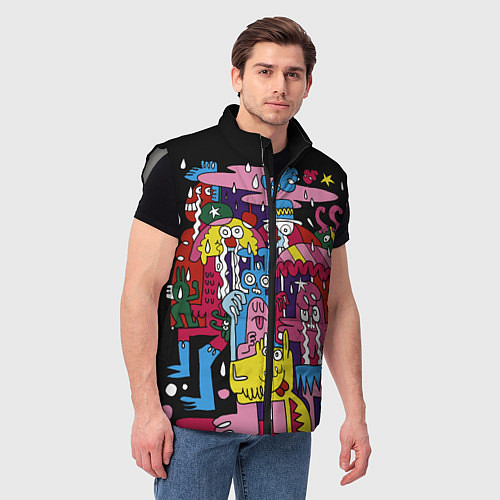 Мужской жилет Разноцветные монстры / 3D-Светло-серый – фото 3