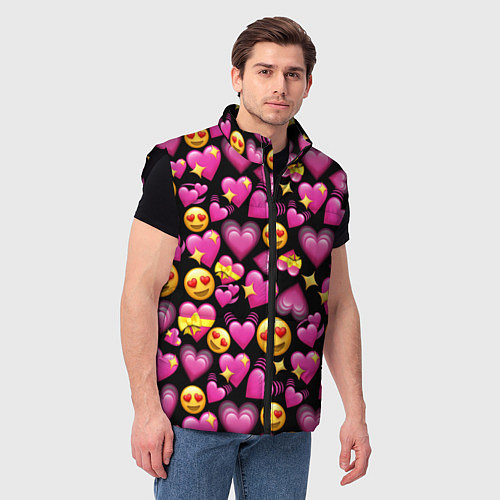 Мужской жилет Эмодзи сердечки / 3D-Черный – фото 3