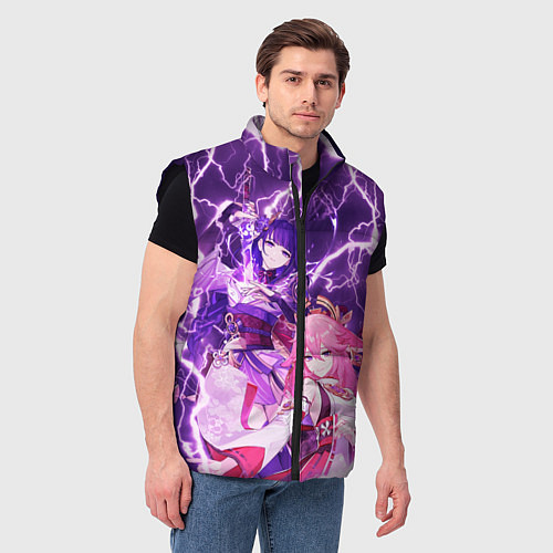 Мужской жилет Genshin Impact - Яэ и Эи / 3D-Черный – фото 3