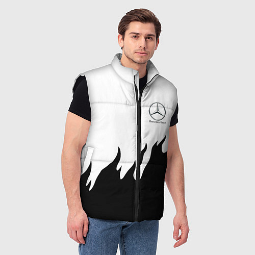 Мужской жилет Mercedes-Benz нарисованный огонь / 3D-Черный – фото 3