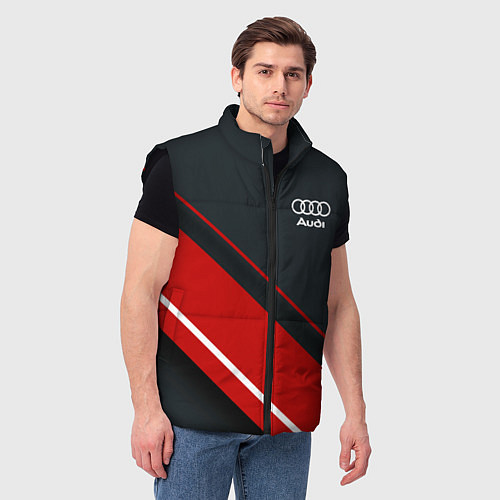 Мужской жилет Audi sport red / 3D-Черный – фото 3