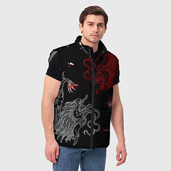 Мужской жилет Китайский дракон Красно - Белый, цвет: 3D-светло-серый — фото 2