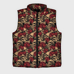 Мужской жилет ROCK AND ROLL Черепа и Розы, цвет: 3D-черный