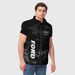Мужской жилет Ford, Форд, Серый фон, цвет: 3D-черный — фото 2