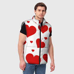 Мужской жилет Красные сердечки Heart, цвет: 3D-светло-серый — фото 2