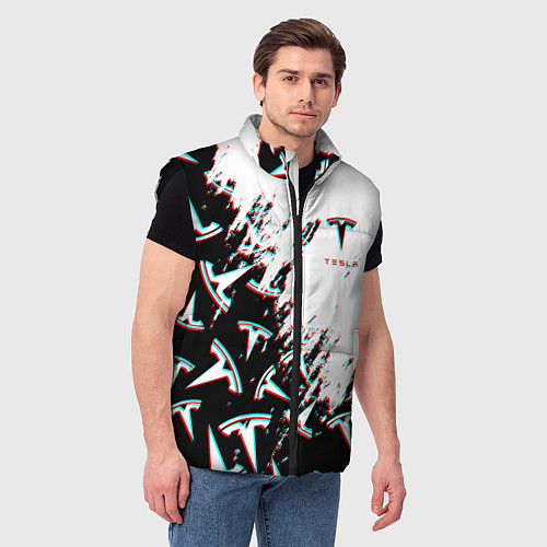 Мужской жилет Tesla pattern glitch / 3D-Черный – фото 3