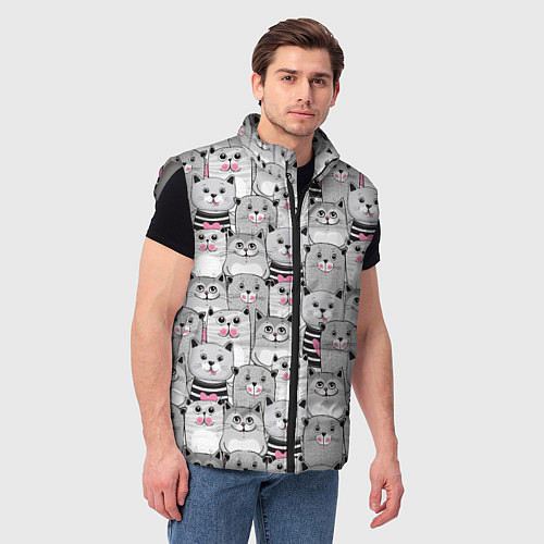 Мужской жилет Котикипаттерн / 3D-Светло-серый – фото 3