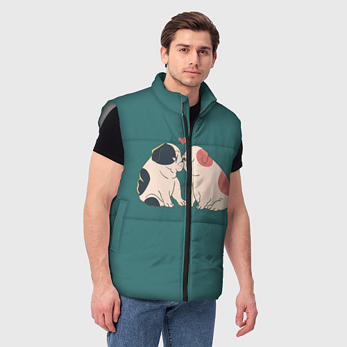 Мужской жилет Влюблённые бульдоги / 3D-Светло-серый – фото 3