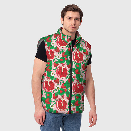 Мужской жилет Гранат фрукт паттерн / 3D-Светло-серый – фото 3