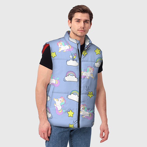 Мужской жилет Единоржки и облака / 3D-Красный – фото 3