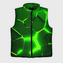 Мужской жилет 3D ПЛИТЫ НЕОН NEON GREEN HEXAGON РАЗЛОМ, цвет: 3D-красный