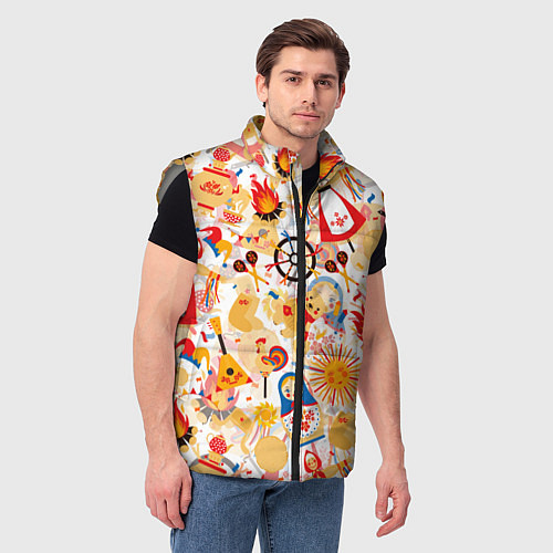 Мужской жилет Масленица Паттерн / 3D-Светло-серый – фото 3