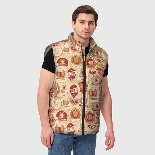 Мужской жилет Пивные Этикетки Beer / 3D-Светло-серый – фото 3