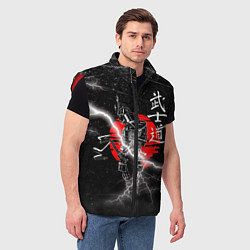 Мужской жилет Самурай Бусидо Иероглифы Samurai Lightning, цвет: 3D-красный — фото 2