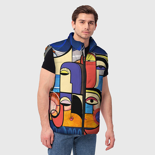 Мужской жилет Глазки - арт / 3D-Светло-серый – фото 3