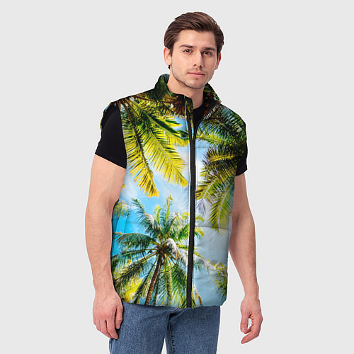 Мужской жилет Пальмы под солнцем / 3D-Черный – фото 3